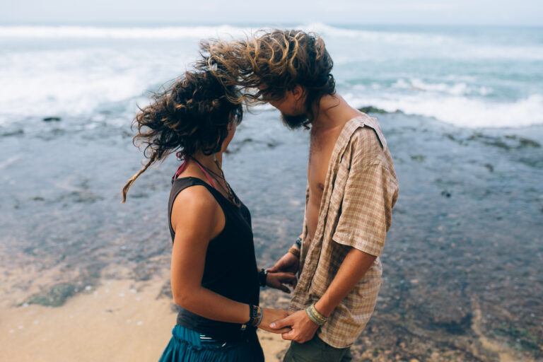 Happy couple on their honeymoon after attending premarital counselling